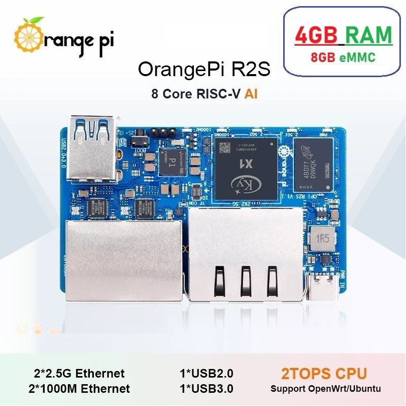 Orange Pi R2S - 4GB RAM (with on-board 8GB eMMC)